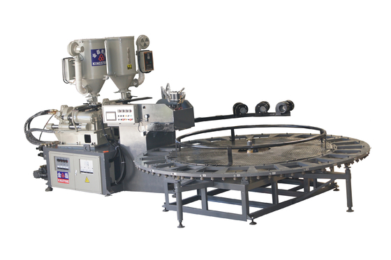 Única máquina de fatura da sapata dobro giratória da cor para duas solas do plástico da densidade